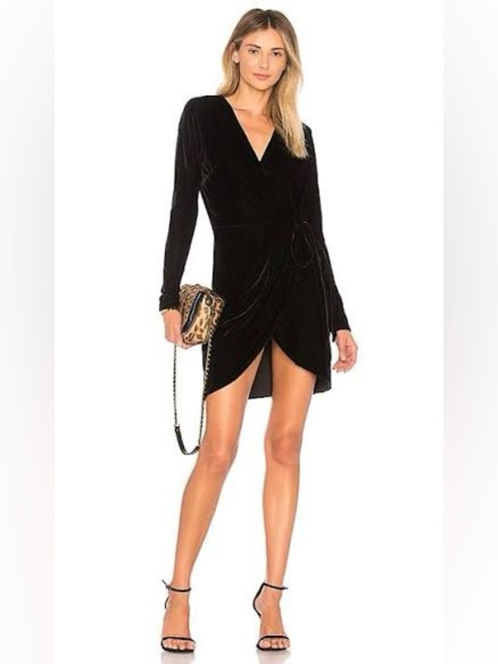 NBD x REVOLVE Lola Women’s Black Wrap-Style Long Sleeve Mini Dress